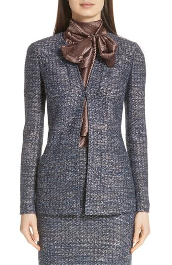 Women's St. John Collection Copper Sequin Tweed Knit Jacket - Blue