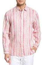 Men's Tommy Bahama Watercrest Stripe Linen Sport Shirt, Size - Pink