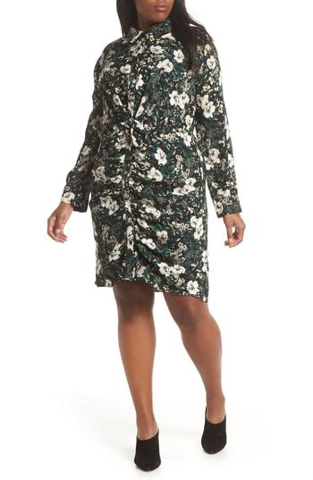 Women's Everleigh Shirred Knot Front Shirtdress, Size - Black