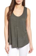 Women's Caslon Linen Blend Henley Tank, Size - Green