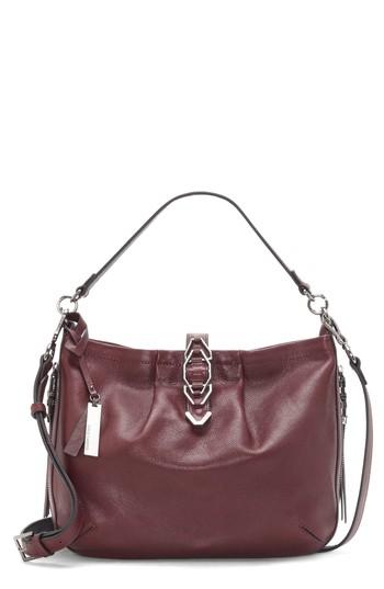 Vince Camuto Luk Pleated Leather Shoulder Bag - Burgundy