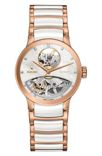 Women's Rado Centrix Open Heart Automatic Diamond Ceramic Bracelet Watch, 33mm