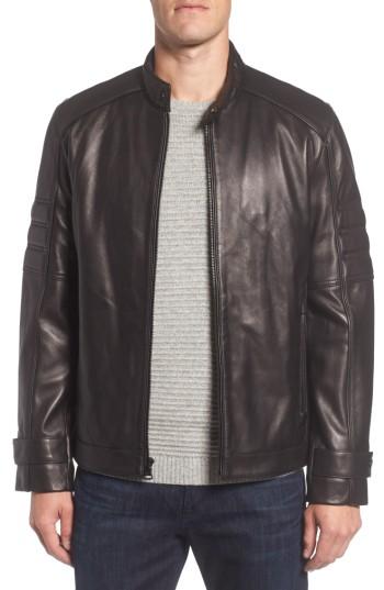 Men's Marc New York Tuers Lambskin Leather Moto Jacket - Black