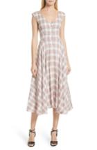 Women's Veronica Beard Finn Plaid Handkerchief Hem Dress - Red