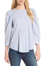 Women's Hinge Puff Sleeve Poplin Top, Size - Blue