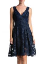 Women's Dress The Population Maya Woven Fit & Flare Dress - Blue
