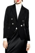 Women's Topshop Silver Button Jacket Us (fits Like 2-4) - Black