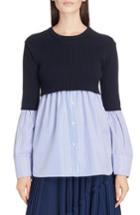 Women's Kenzo Knit Overlay Cotton Blouse Us / 34 Fr - Blue
