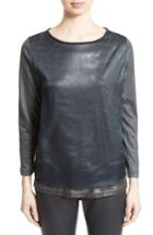 Women's Fabiana Filippi Laminated Jersey Top With Metallic Organza Overlay Us / 40 It - Grey