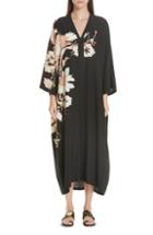 Women's Etro Floral Print Silk Caftan Dress Us / 38 It - Black