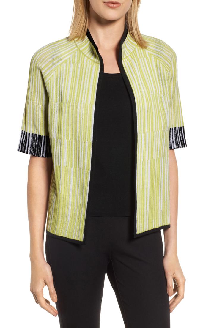 Women's Ming Wang Short Sleeve Jacquard Jacket
