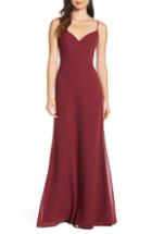 Women's Hayley Paige Occasions V-neck Chiffon Evening Dress - Burgundy