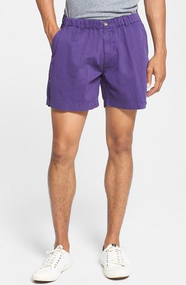 Men's Vintage 1946 'snappers' Vintage Washed Elastic Waistband Shorts - Purple