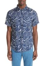 Men's Onia Jack Palm Print Linen Shirt - Blue