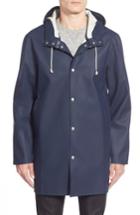 Men's Stutterheim Stockholm Waterproof Hooded Raincoat, Size - Blue