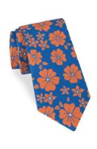 Men's Ted Baker London Hibiscus Floral Cotton & Silk Tie, Size - Blue