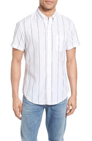 Men's Bonobos Slim Fit Short Sleeve Stripe Sport Shirt - White