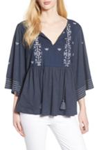 Women's Caslon Embroidered Peasant Top - Blue