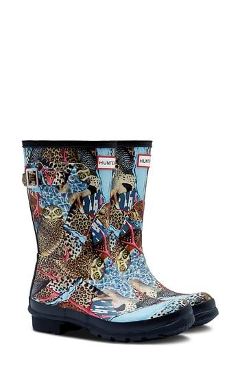 Women's Hunter Original Short Hypernormal Print Rain Boot M - Black