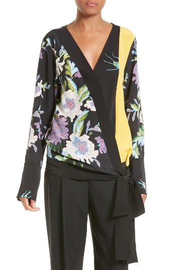 Women's Diane Von Furstenberg Floral Silk Wrap Blouse