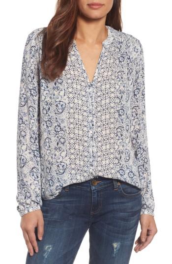 Women's Lucky Brand Smocked Peasant Top - Blue