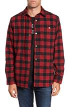 Men's Timberland Check Shirt Jacket With Faux Shearling Lining - Red