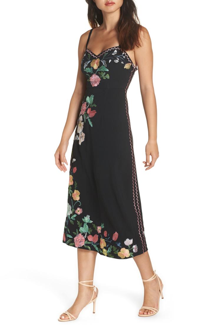 Women's Foxiedox Flower Embroidered Midi Dress