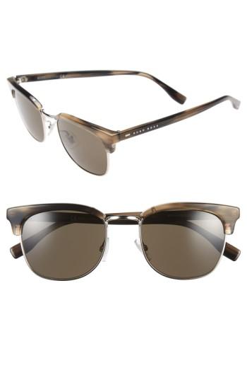 Men's Boss 52mm Retro Sunglasses - Brown Horn/ Silver/ Dark Brown
