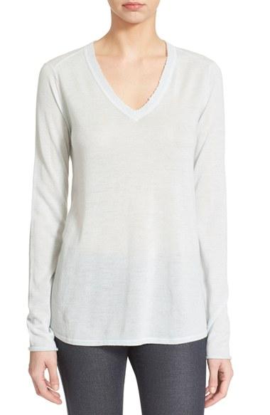 Women's Atm Anthony Thomas Melillo Raw Edge Cashmere Sweater - Blue