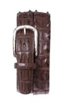 Men's Torino Belts Hornback Crocodile Leather Belt - Brown Hornback Alligator