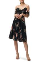 Women's Jenny Yoo Kelli Ohana Print Chiffon Cold Shoulder Dress - Black