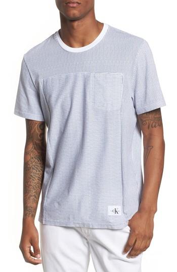 Men's Calvin Klein Jeans Pinstripe Pocket T-shirt - Blue