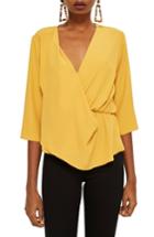 Women's Topshop Dina Drape Panel Blouse Us (fits Like 0) - Yellow