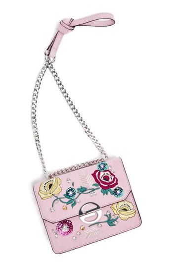 Topshop Embellished Faux Suede Crossbody Bag - Pink