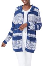 Women's Nydj Hooded Stripe Cotton Cardigan - White