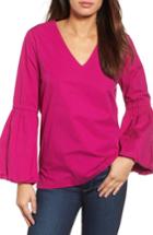 Women's Halogen V-neck Blouson Sleeve Top - Pink