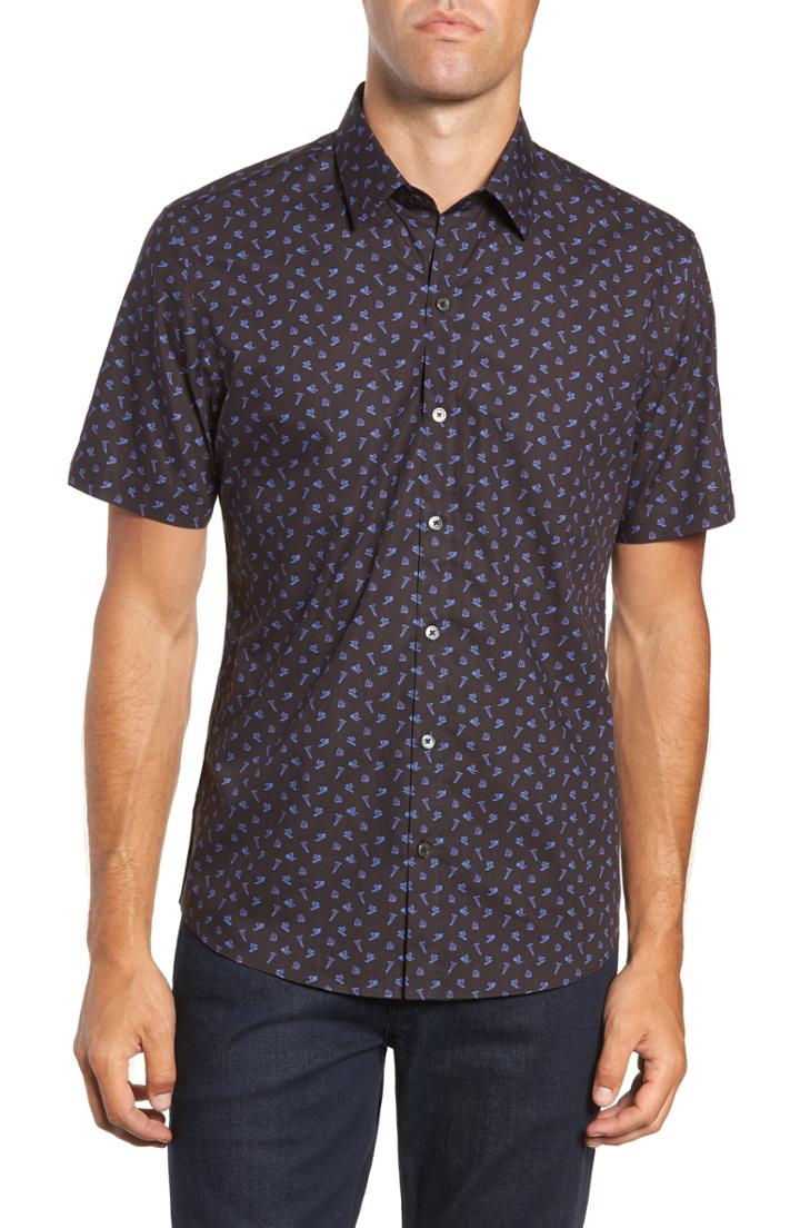 Men's Zachary Prell Principato Fit Sport Shirt, Size Medium - Blue