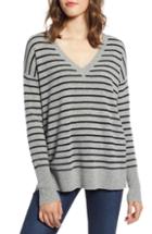 Women's Halogen Relaxed V-neck Cashmere Sweater - Grey