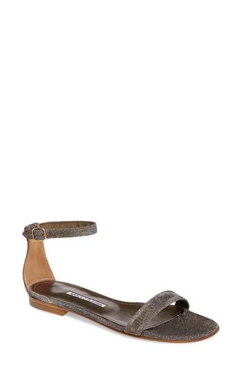 Women's Manolo Blahnik Chafla Ankle Strap Sandal .5us / 36.5eu - Metallic