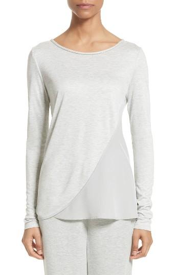 Women's St. John Collection Sleek Jersey & Silk Top - Grey