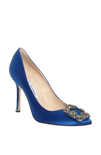 Women's Manolo Blahnik 'hangisi' Jewel Pump Us / 35eu - Blue