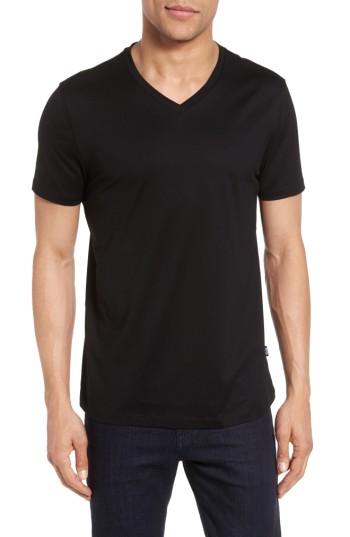Men's Boss V-neck T-shirt, Size - Black