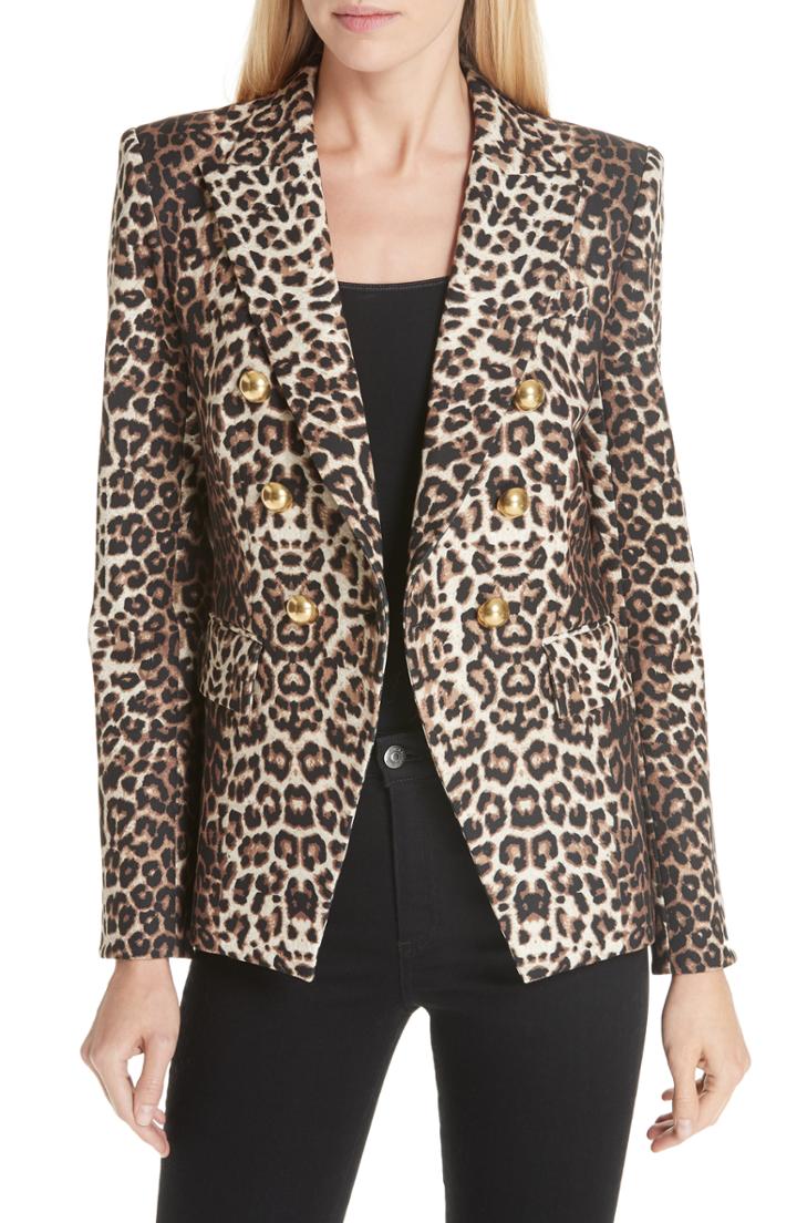 Women's Veronica Beard Miller Leopard Print Dickey Jacket