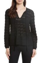 Women's M Missoni Tie Neck Openwork Knit Top Us / 38 It - Black