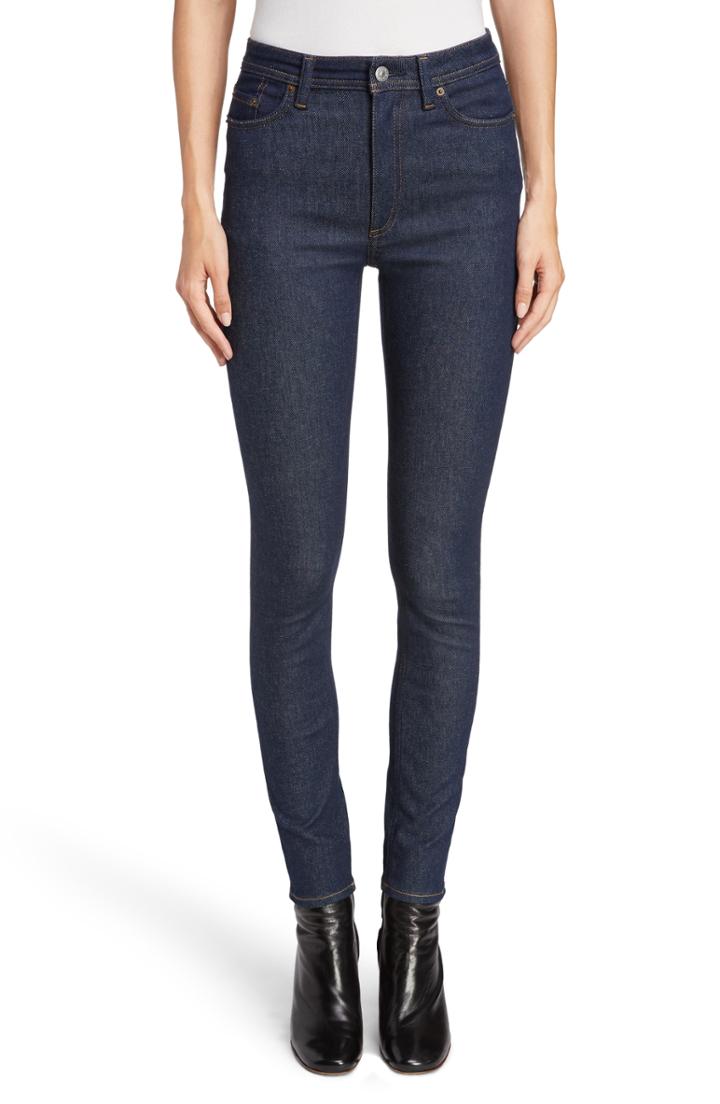 Women's Acne Studios Peg High Waist Skinny Jeans - Blue/green