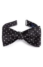 Men's The Tie Bar Dot Silk & Linen Bow Tie, Size - Black