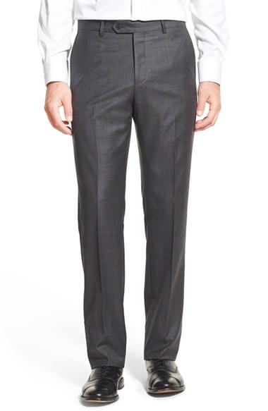 Men's Monte Rosso Flat Front Sharkskin Wool Trousers