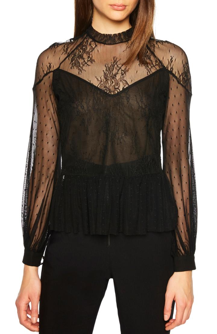 Women's Bardot Splice Lace Blouse