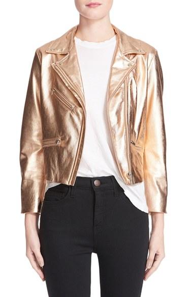 Women's Veda Splash Metallic Leather Moto Jacket