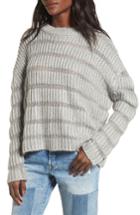 Women's Moon River Textured Stripe Crop Sweater - Grey